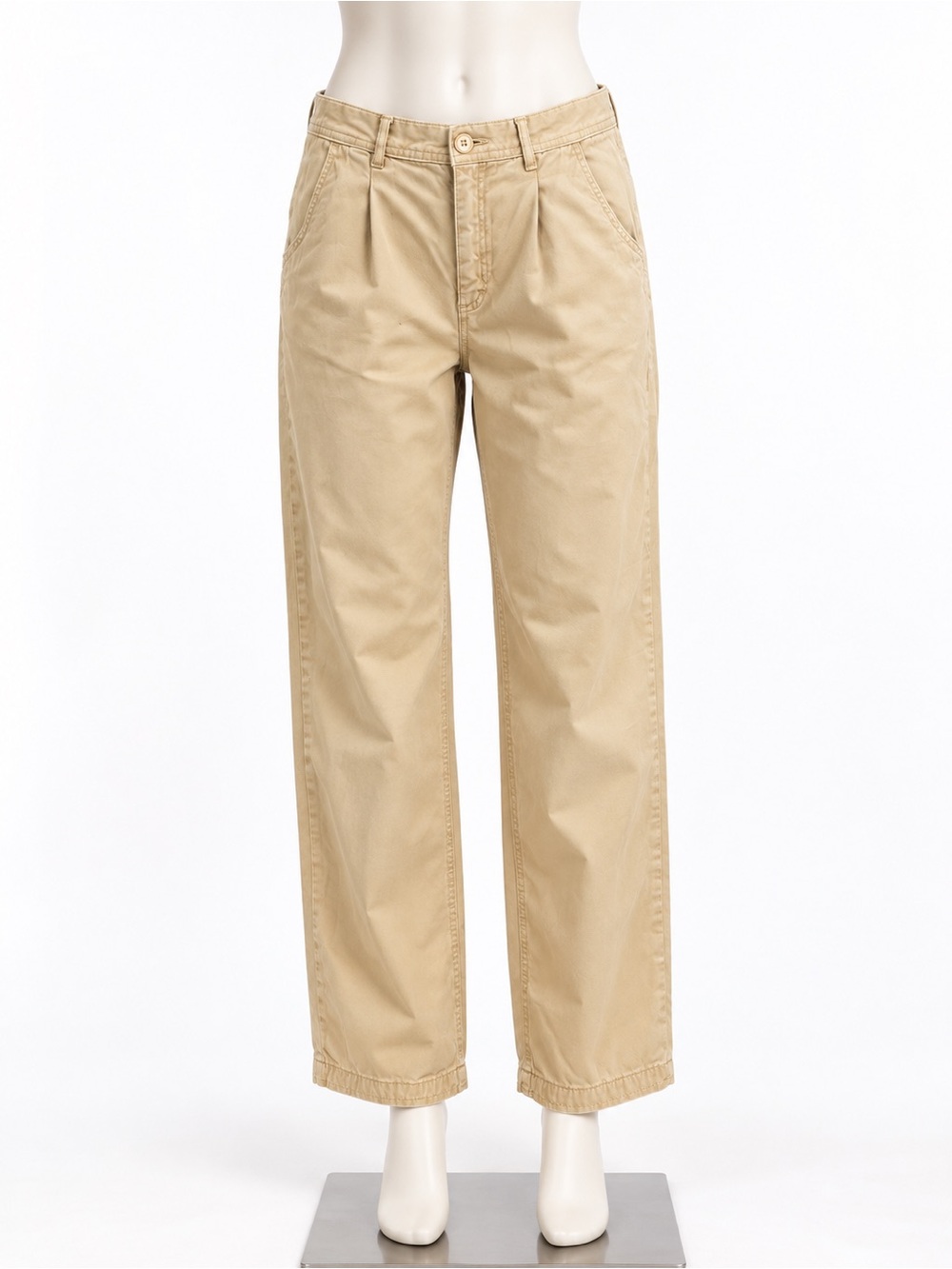 Free People Khaki Cotton Chino Pants Size 8 Relaxed Straight Leg